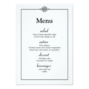Customized wedding bar menu
